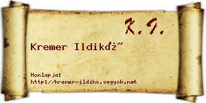 Kremer Ildikó névjegykártya